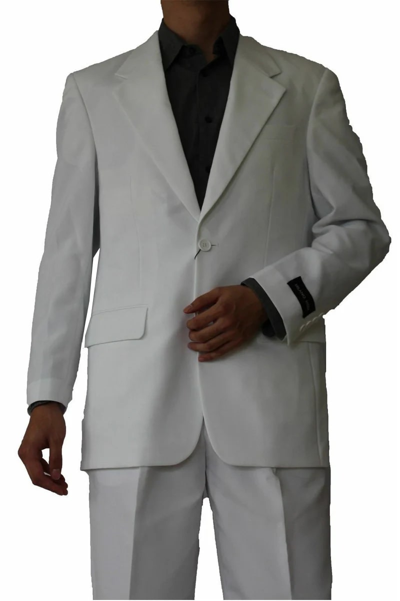 Mens 2 Button Polyester Fashion Suit in White - 38 Short Jacket+32 Waist Adjustable 28to34)(Height: 5 4 to5 7 )(Neck  15-16.5)S-M)