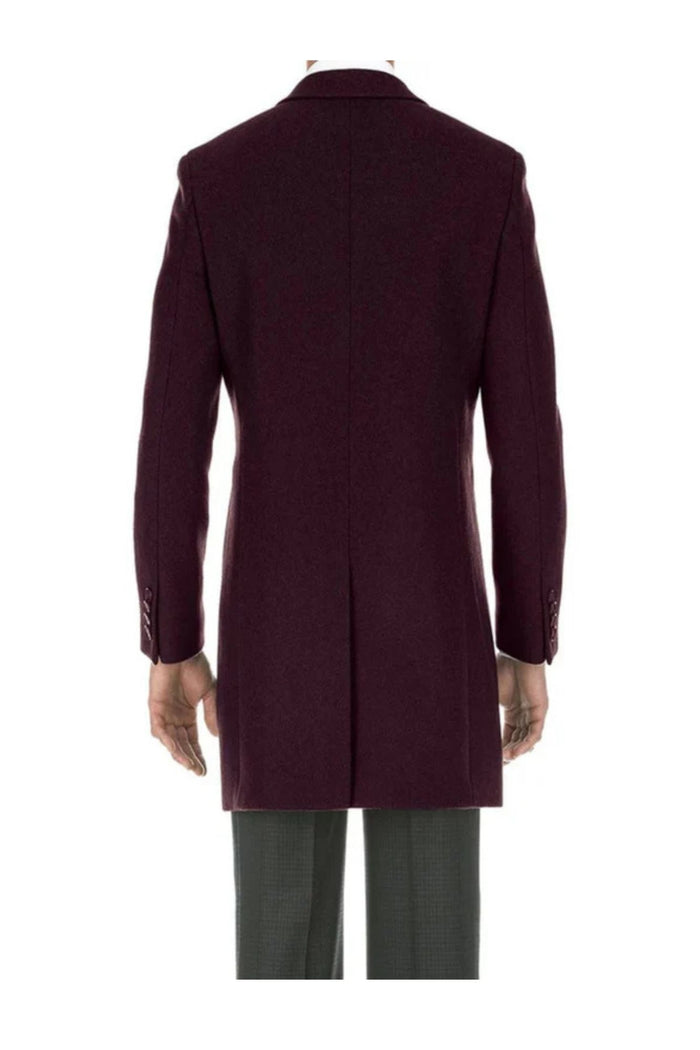 Burgundy Fall/Winter Essential Slim Fit Overcoat Wool Blend