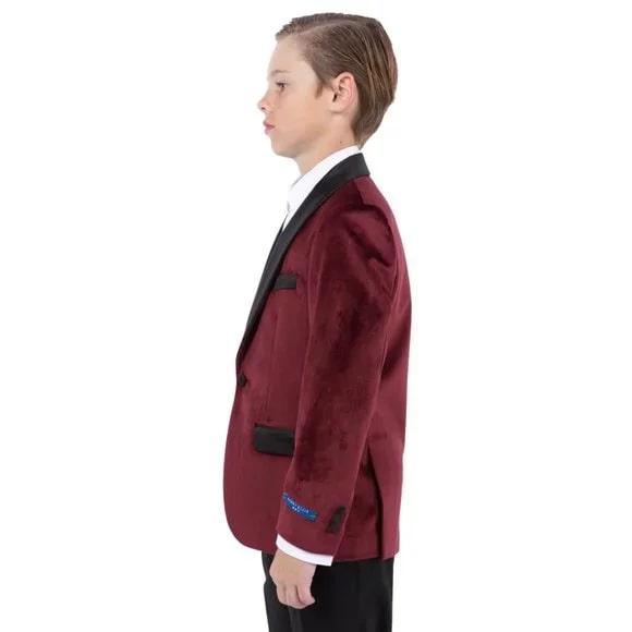 Perry Ellis Boys Velvet Jacket, Burgundy