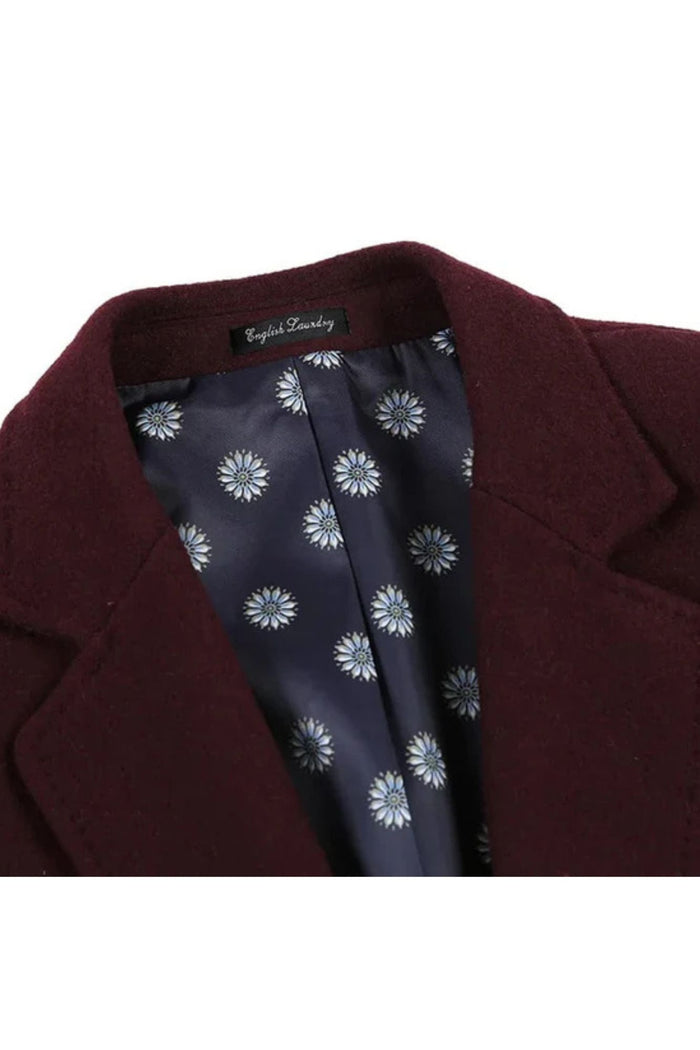 Burgundy Fall/Winter Essential Slim Fit Overcoat Wool Blend