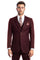 Cheap Priced Suit - Men's Two Button Slim Fit Basic Vested Wedding Burgundy Suit