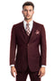 Cheap Priced Suit - Men's Two Button Slim Fit Basic Vested Wedding Burgundy Suit