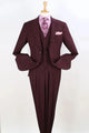 Cheap Priced Suit - Mens Two Button Classic Fit Vested Burgundy 2 Button Suit