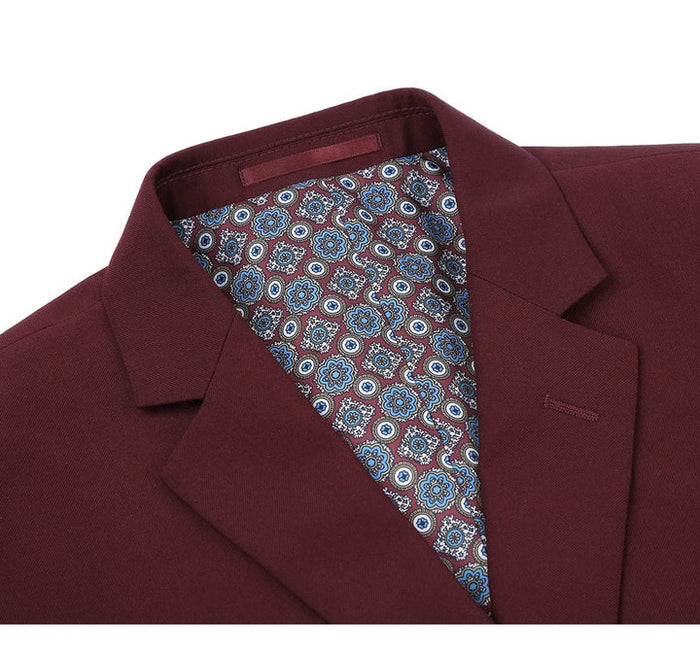 Cheap Priced Suit - Mens Basic Two Button Slim Fit Burgundy Suit With Optional Vest