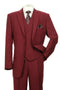 Cheap Priced Suit  - Mens 2 Button Pleated Pant Classic Fit  Burgundy Suit With Double Breasted Vest