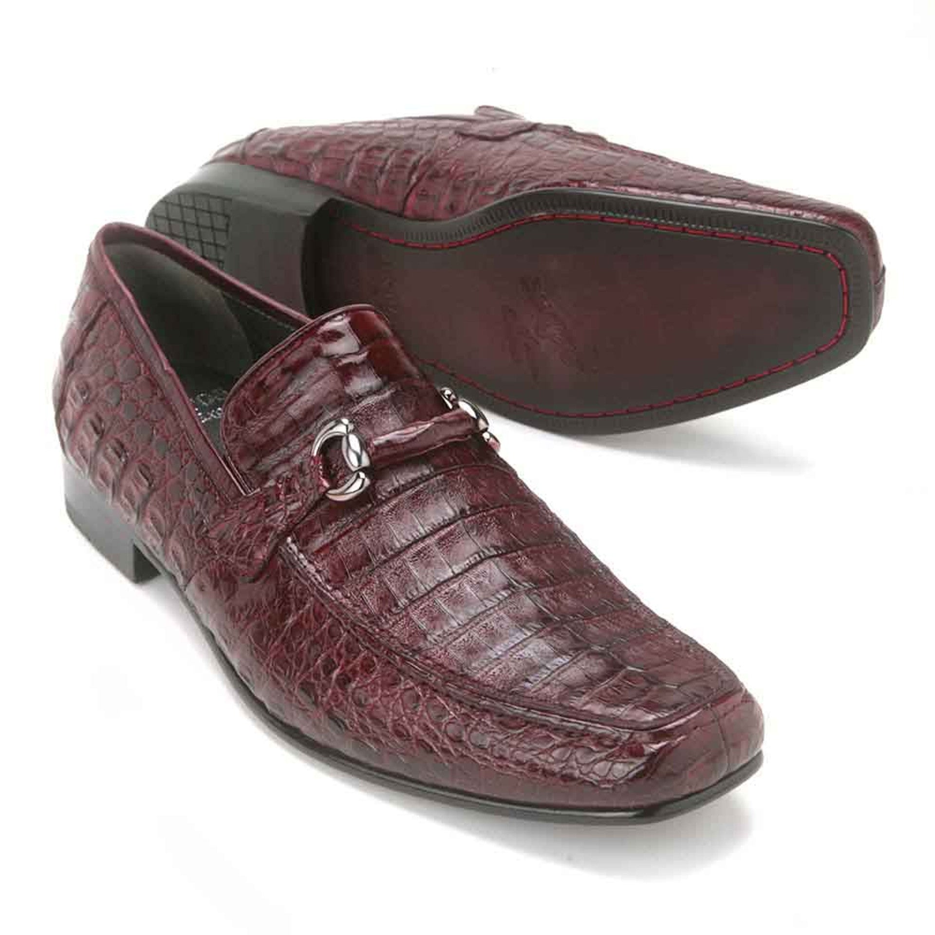 Los Altos Metal Bit Burgundy Crocodile Loafers - 8-M