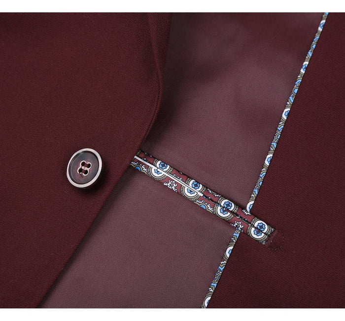 Cheap priced Suit - Mens Basic Two Button Classic Fit Burgundy Suit With Optional Vest
