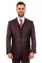 Cheap Priced Suit - Men's Two Button Vested Textured Sharkskin Business Burgundy Suit