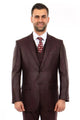 Cheap Priced Suit - Men's Two Button Vested Textured Sharkskin Business Burgundy Suit
