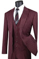 Cheap priced Suit - Mens Vested Bold Gangster Pinstripe Burgundy Suit