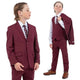Exclusive Stacy Adams 5pc Boys Suit Solid Slim Fit, Burgundy