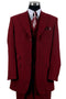 Cheap Priced Suit  - Mens 3 Button Vested Wide Peak Lapel Fashion Burgundy Suit