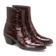 Los Altos Men’s Burgundy Genuine Eel Skin Leather Ankle Boots