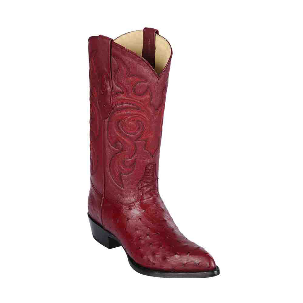 Los Altos Men's Burgundy Genuine Full Quill Ostrich Boots - 6