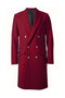 men's Dress Authentic Double Breasted~Wide Peak Lapel 6buttons Burgundy Coat