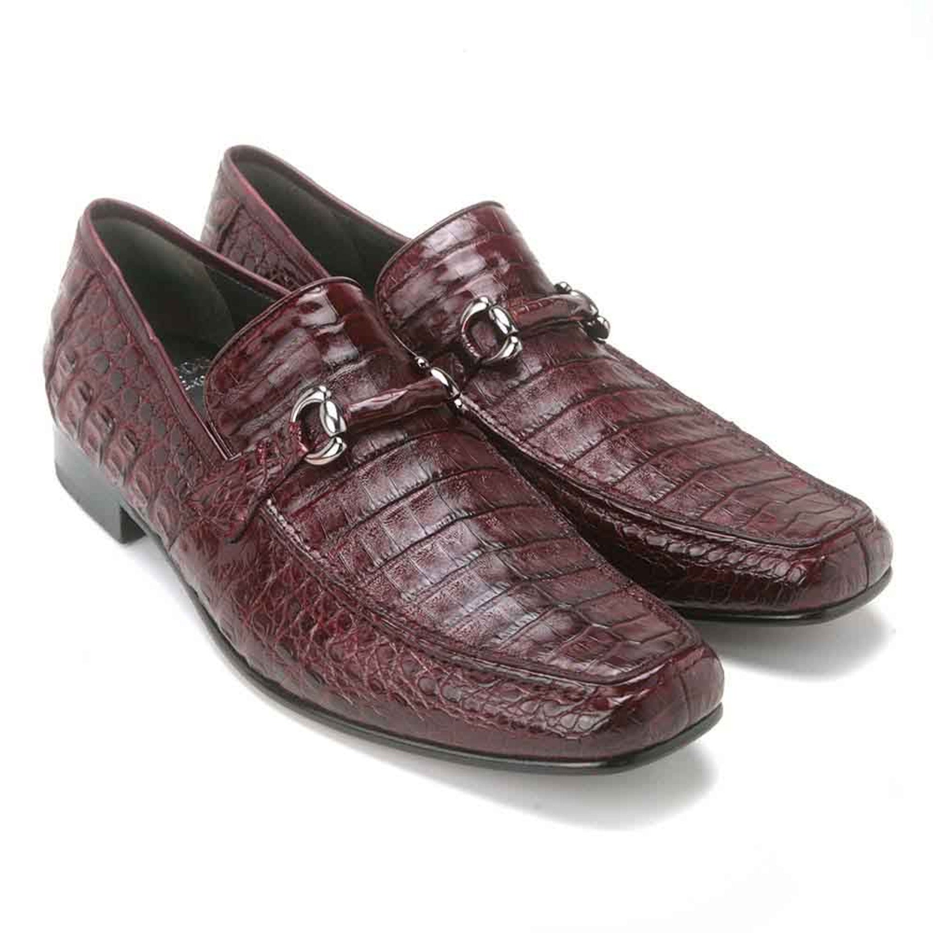 Los Altos Metal Bit Burgundy Crocodile Loafers - 8-M