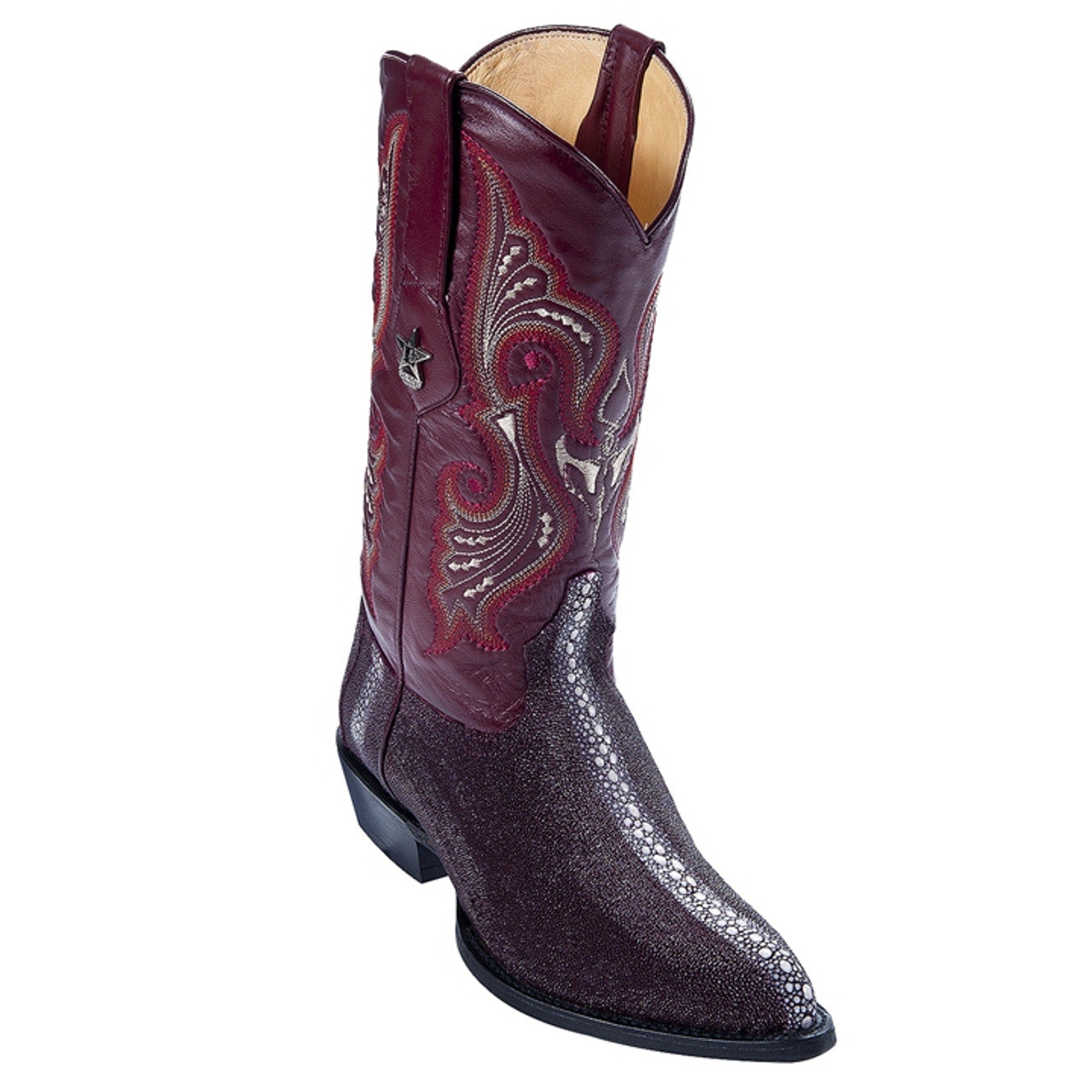 Los Altos Men's Burgundy Genuine Full Rowstone Stingray Boots - 6