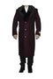 Removable Fur Collar Full Length Wool Dress Ankle length Top Coat/Overcoat Burgundy
