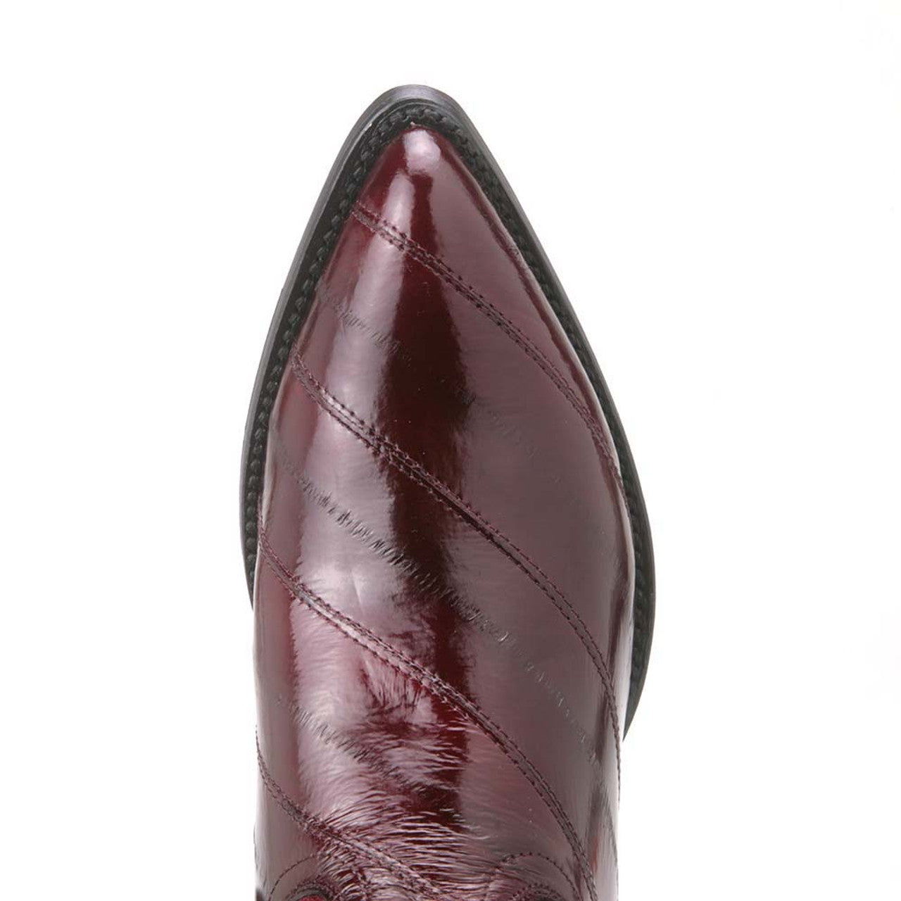 Los Altos Men's Burgundy Genuine Eel Skin J-Toe Boots-New Designer Collection - Burgundy