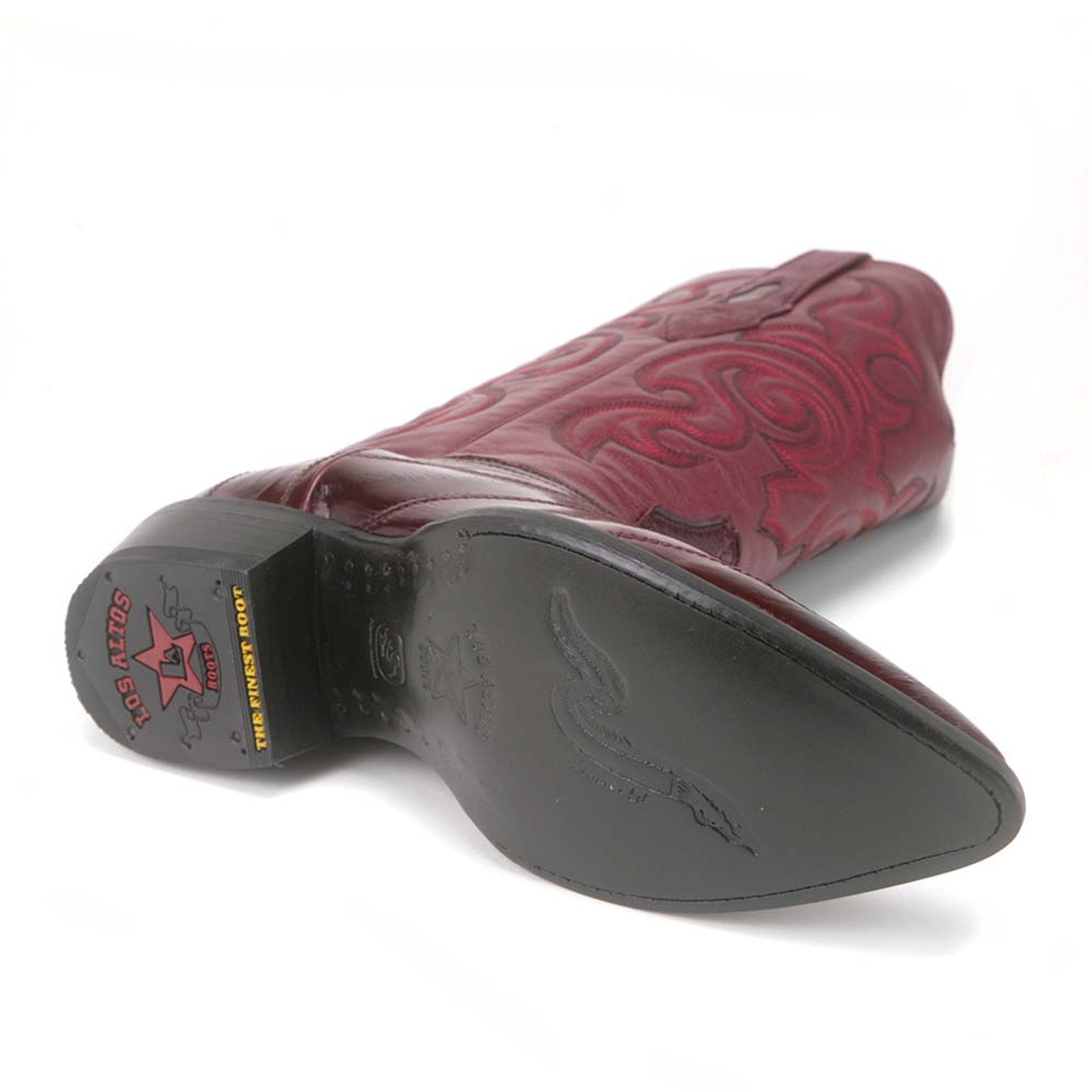 Los Altos Men's Burgundy Genuine Eel Skin J-Toe Boots-New Designer Collection - Burgundy