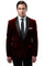 Mens One Button Velvet Shawl Burgundy Collar Tuxedo Jacket