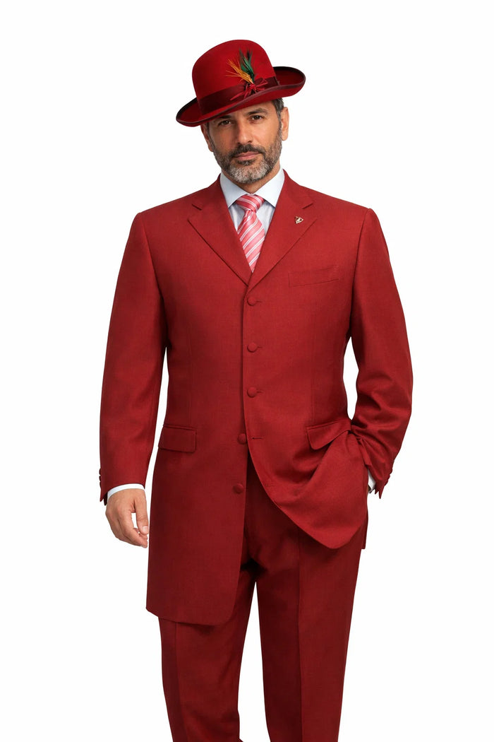 Burgundy Zoot Suit for Men - 2PC Classic Long Fashion