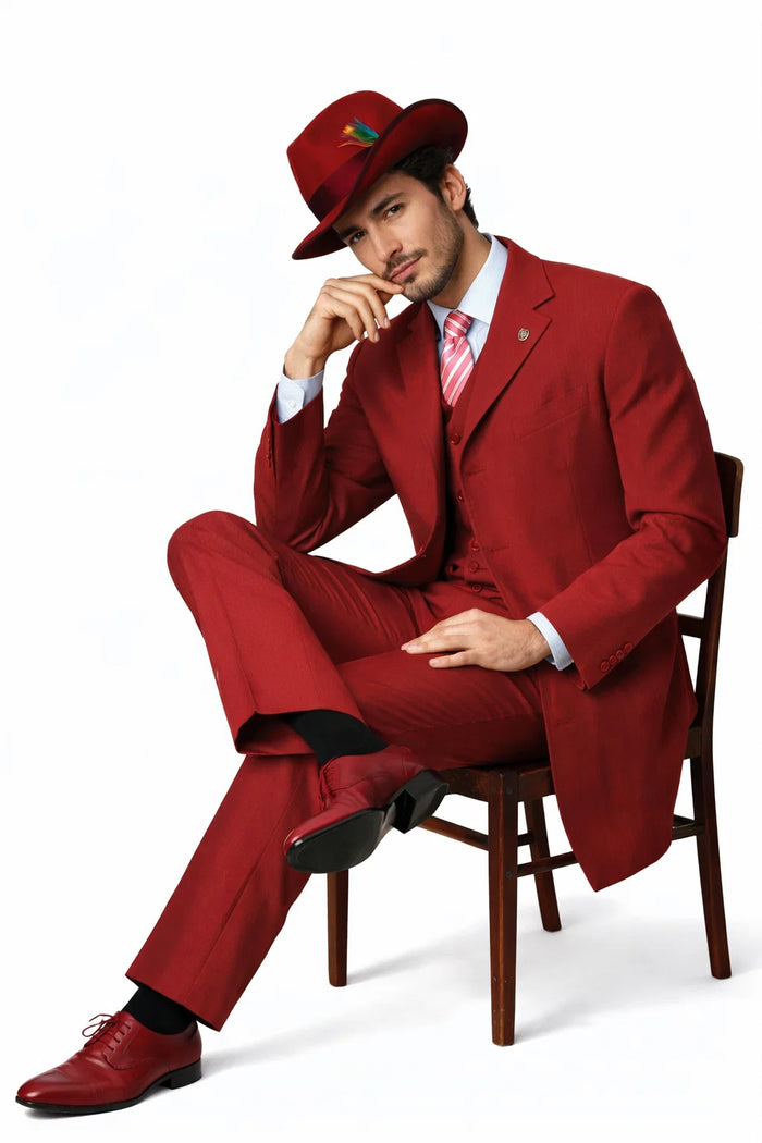 Burgundy Zoot Suit for Men - 2PC Classic Long Fashion