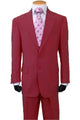 Cheap Priced Suit  - Mens 2 Button Classic Fit Basic Poplin Burgundy Suit