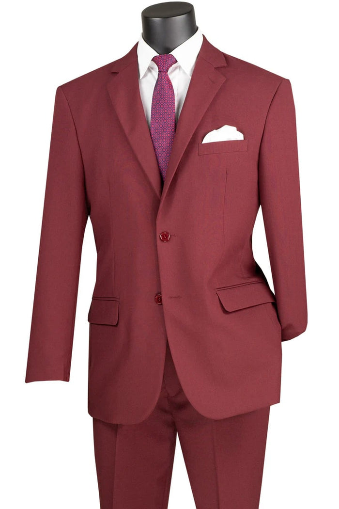Cheap Priced Suit - Mens 2 Button Classic Poplin Burgundy Suit