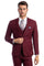 Cheap Priced Suit - Men's Two Button Slim Fit Vested Solid Basic Color Burgundy Suit