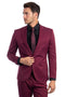 Cheap Priced Suit - Men's One Button Peak Lapel Basic Slim Fit Burgundy Suit