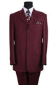 Cheap Priced Suit  - Mens 3 Button Texured Classic Fit Pleated Pant Burgundy Suit