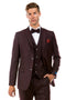Cheap priced Suit- Men's Two Button Vested Vintage Style Tweed Wedding Burgundy Suit