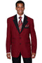 Cheap Priced Suit - Mens 2 Button Classic Fit Contrast Collar Burgundy Tuxedo