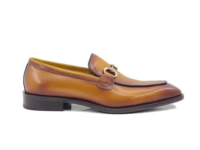 Carrucci Burnished Calfskin Horsebit Loafer
