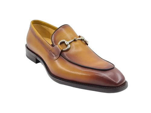 Carrucci Burnished Calfskin Horsebit Loafer