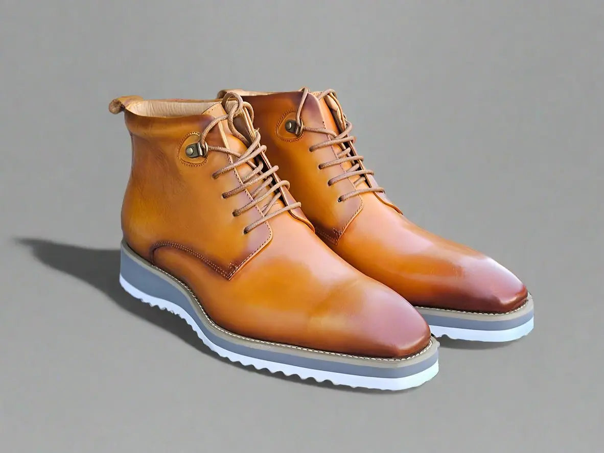 Burnished Calfskin Lace-Up Boot-New Designer Collection - 7