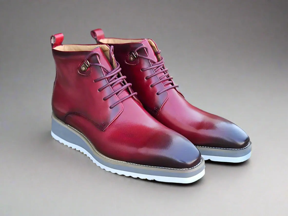 Burnished Calfskin Lace-Up Boot-New Designer Collection - 7