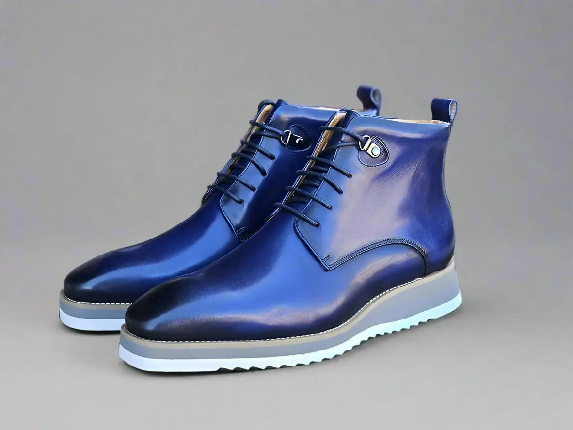 Burnished Calfskin Lace-Up Boot-New Designer Collection - 7