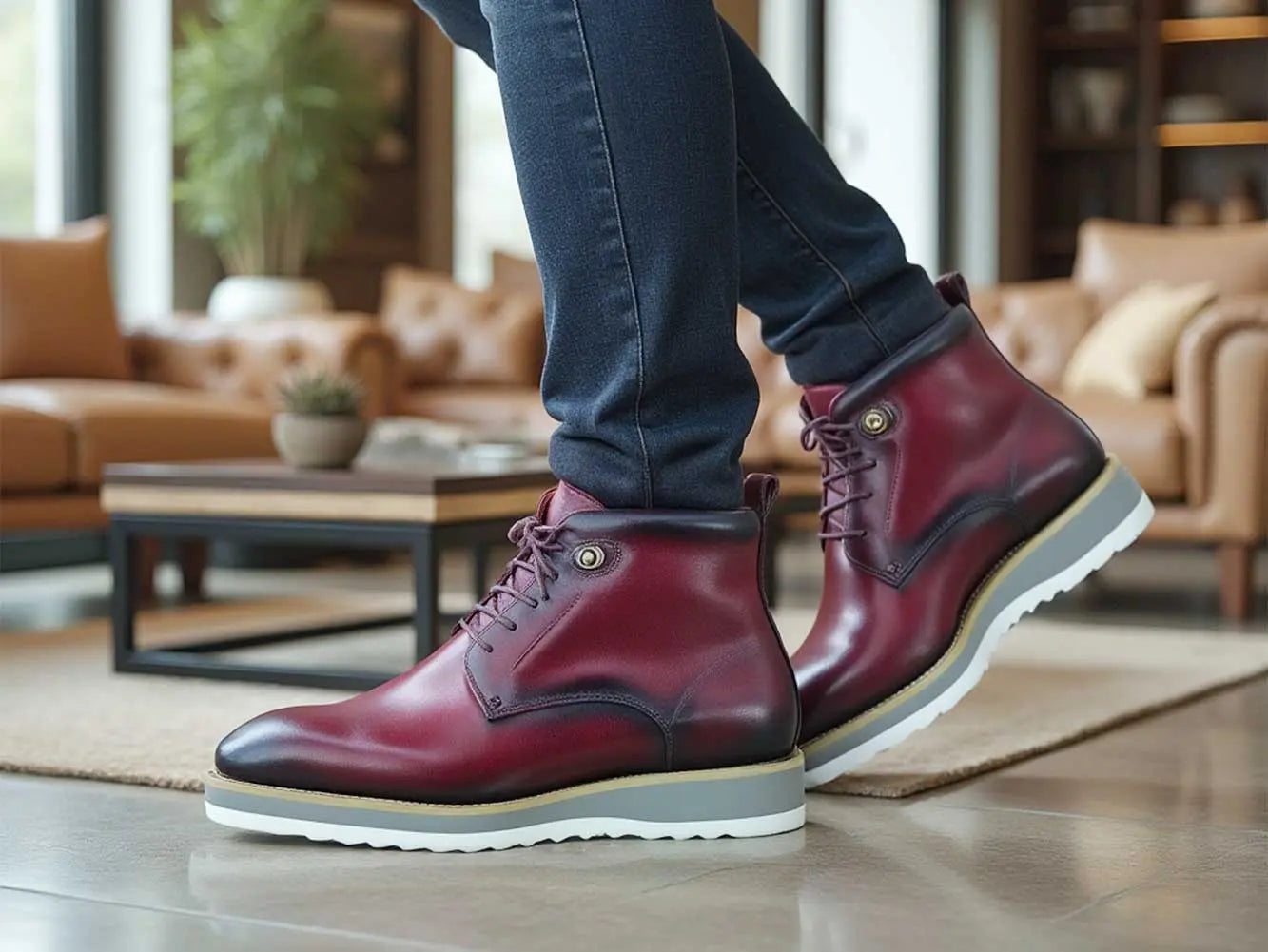Carrucci Burnished Calfskin Lace-Up Boot - 7.5