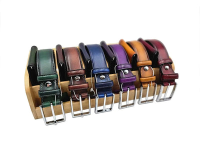 Carrucci Burnished Calfskin Leather Belt