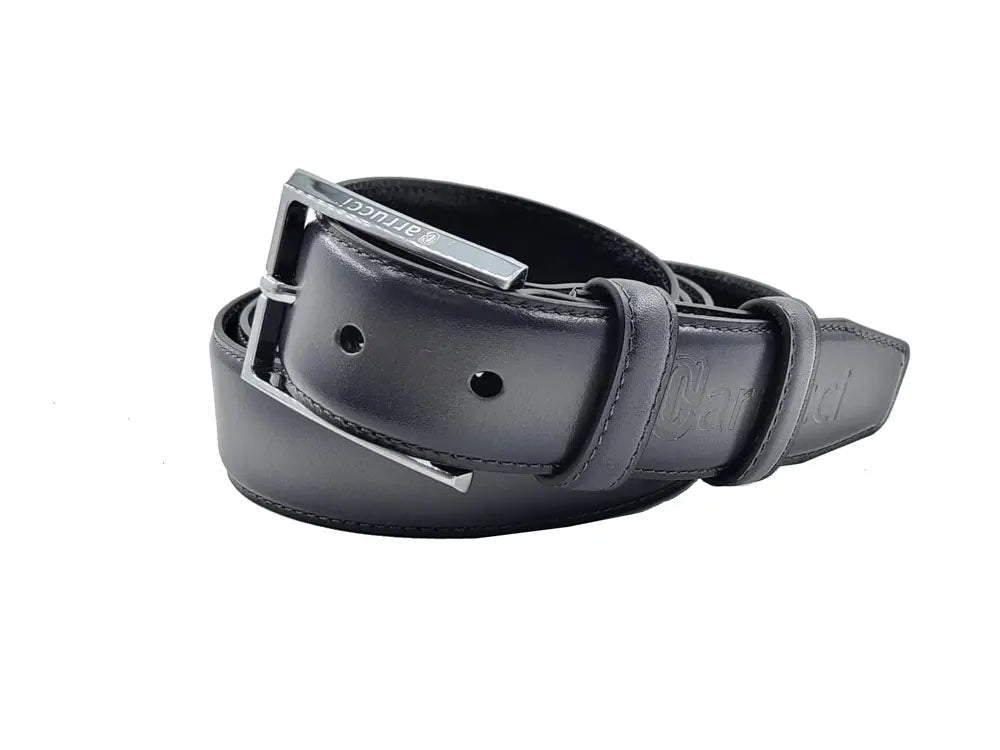 Burnished Calfskin Leather Belt - Silver Buckle