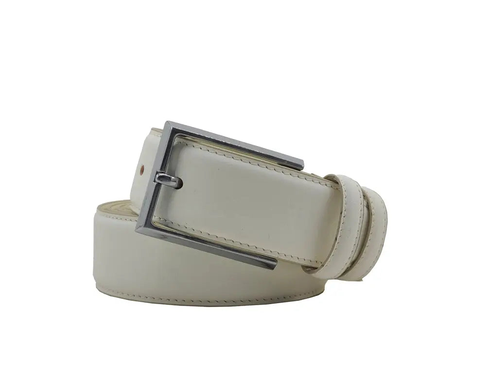 Burnished Calfskin Leather Belt - Silver Buckle