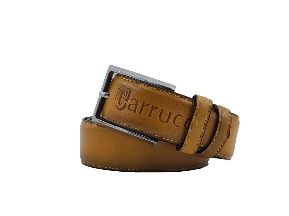 Carrucci Burnished Calfskin Leather Belt - Silver Buckle