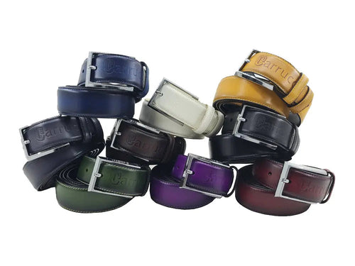 Carrucci Burnished Calfskin Leather Belt