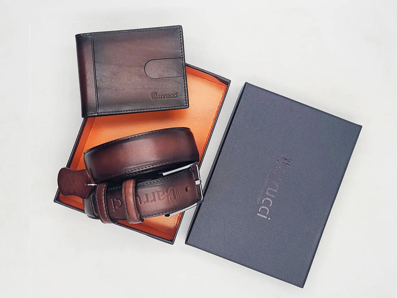 Carrucci Burnished Calfskin Leather Belt - Silver Buckle