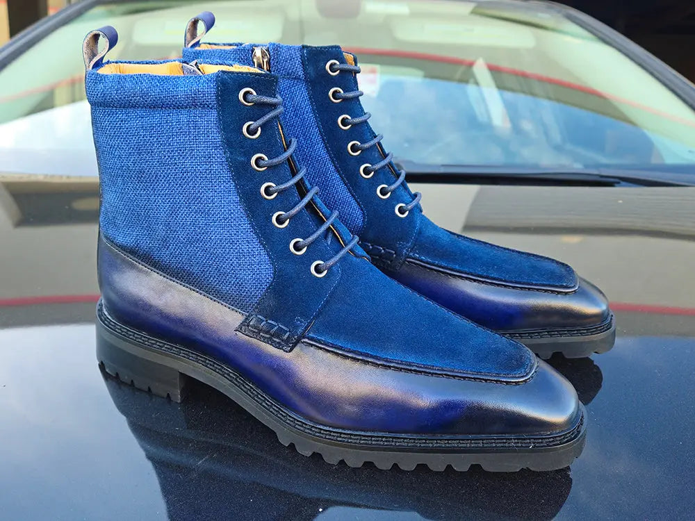 Carrucci Lace-up Boot with Side Zipper - 7.5