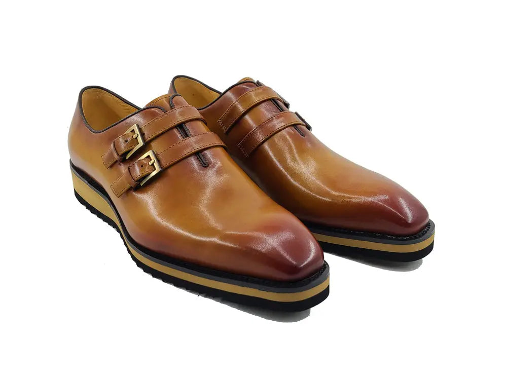 Carrucci Burnished Double Monk Whole Cut Shoe - 8