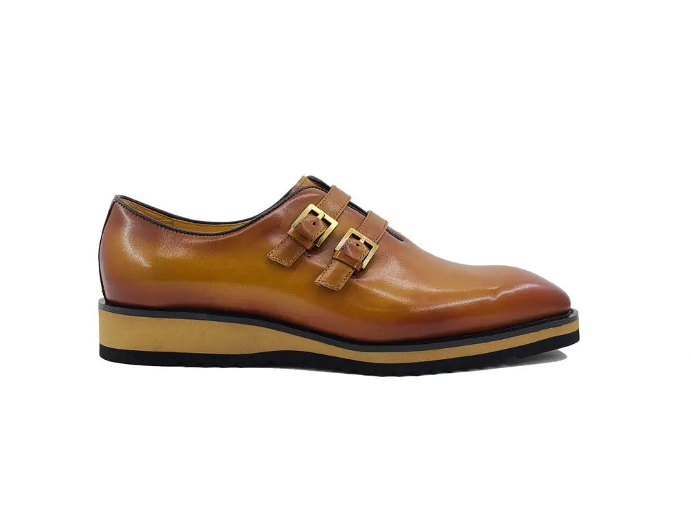Carrucci Burnished Double Monk Whole Cut Shoe - 8