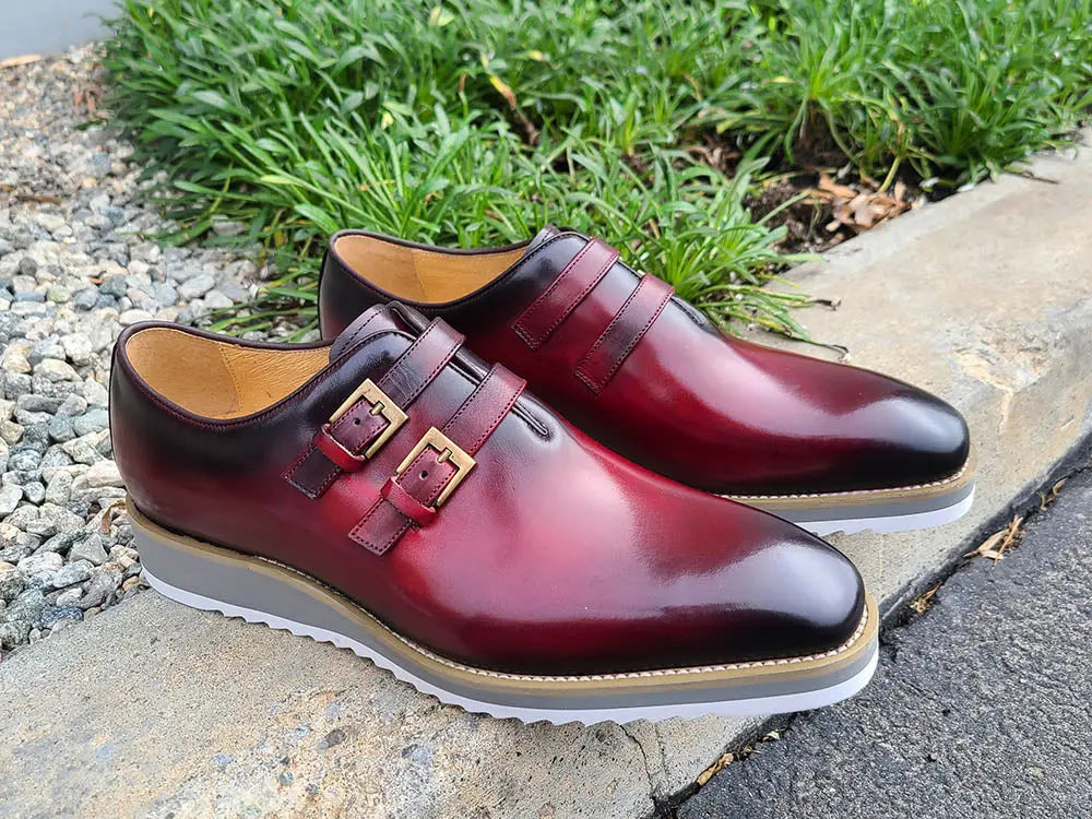 Carrucci Burnished Double Monk Whole Cut Shoe - 8